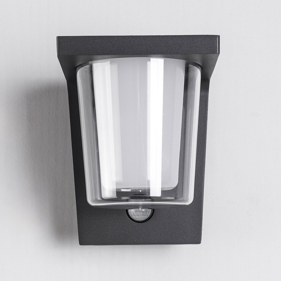 Utomhusvägglampa Lio med sensor - antracit med integrerad LED