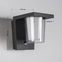 Utomhusvägglampa Lio med sensor - antracit med integrerad LED