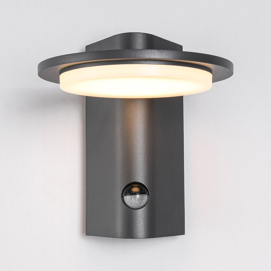 Utomhusvägglampa Mayson med sensor - antracit med integrerad LED