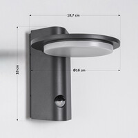 Utomhusvägglampa Mayson med sensor - antracit med integrerad LED