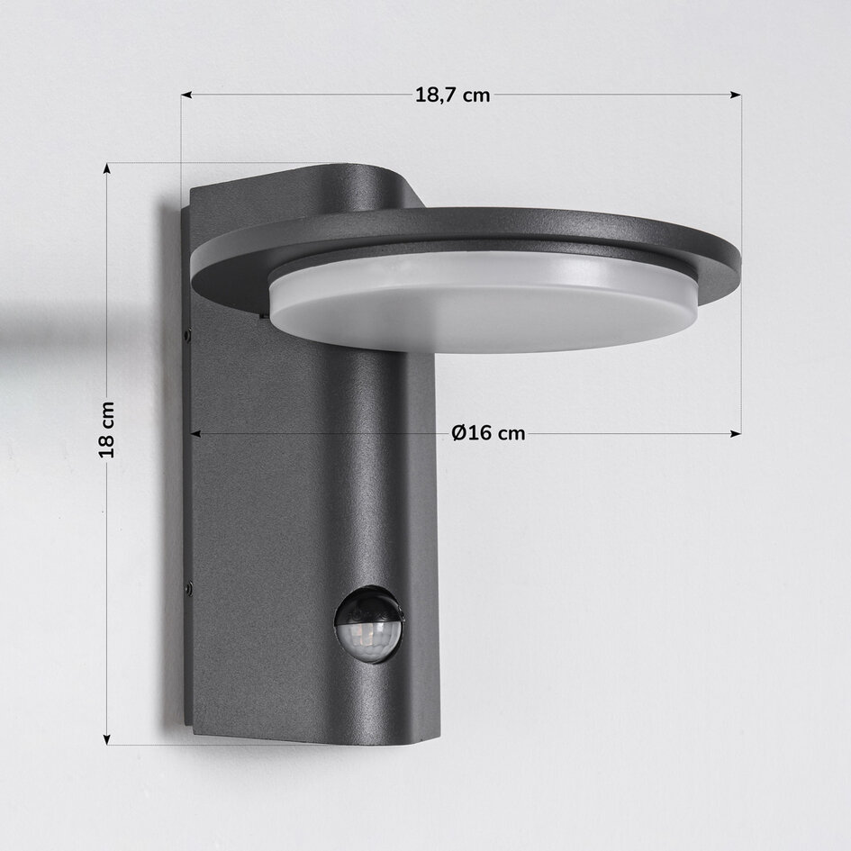 Utomhusvägglampa Mayson med sensor - antracit med integrerad LED