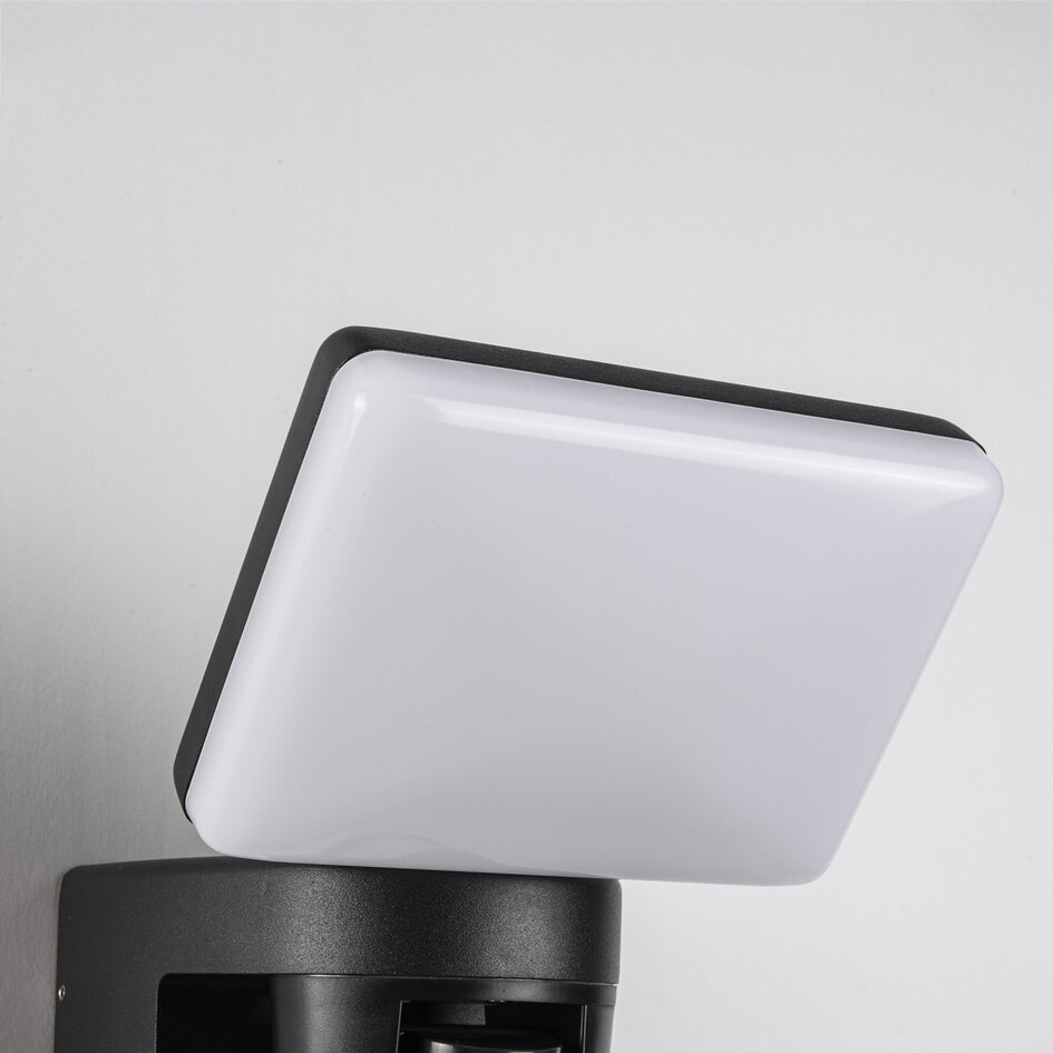 Utomhusvägglampa Dexter med justerbar ljusvinkel och sensor - svart