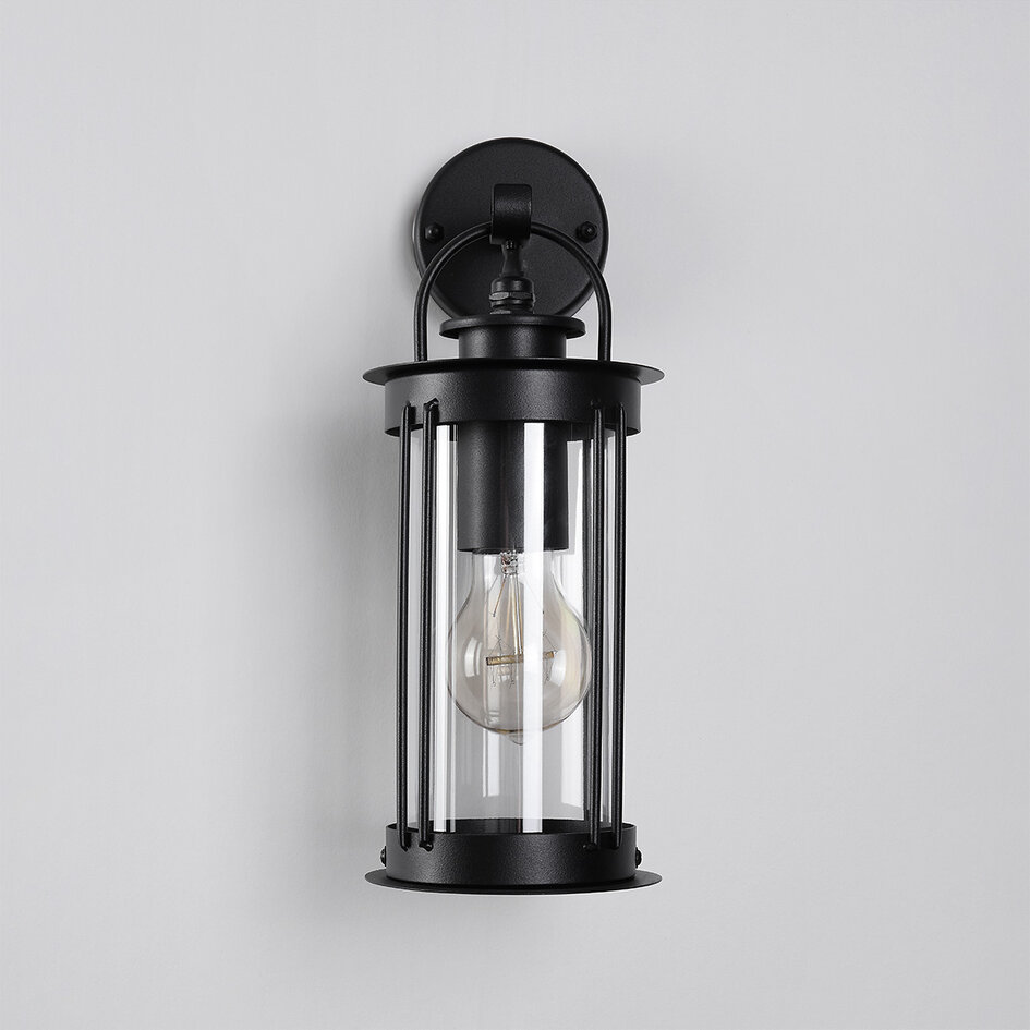 Industriell utomhusvägglampa Sienna - svart