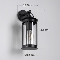 Industriell utomhusvägglampa Sienna - svart