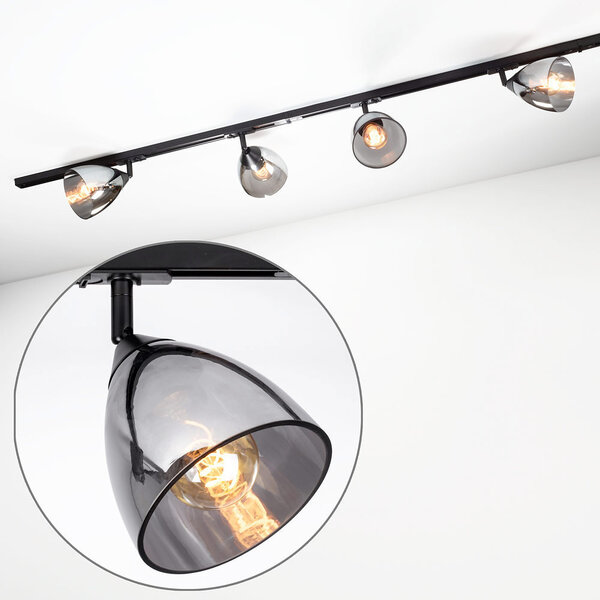 Set med 1-fas skensystem på 1,5 meter och Jenna-spotlights, svart