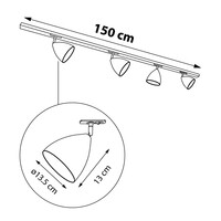 Set med 1-fas skensystem på 1,5 meter och Jacques-spotlights, svart