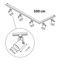Set med 1-fas skensystem på 3 meter och Julien-spotlights, svart