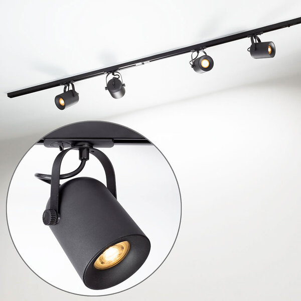 Set med 1-fas skensystem på 1,5 meter och Julien-spotlights, svart