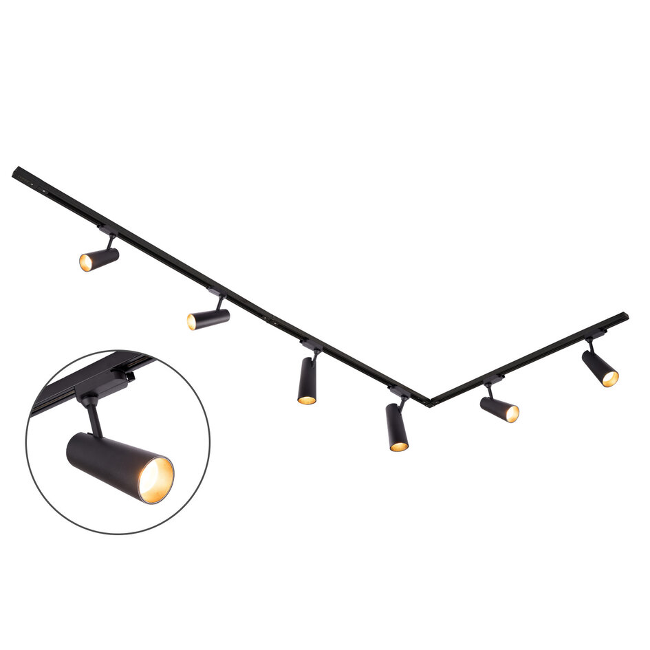 Set med 1-fas skensystem på 3 meter och Juliette-spotlights, svart