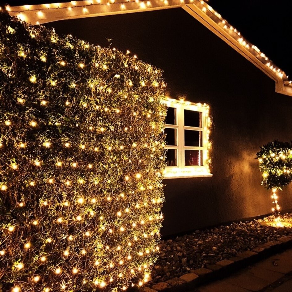 Kopplingsbar nätbelysning | från 2 m² | 200 LED | varmvit med glitter | gummi
