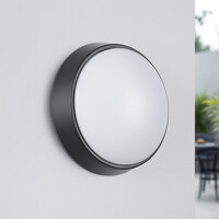 Rund LED-bulkhead med justerbar färgtemperatur - svart