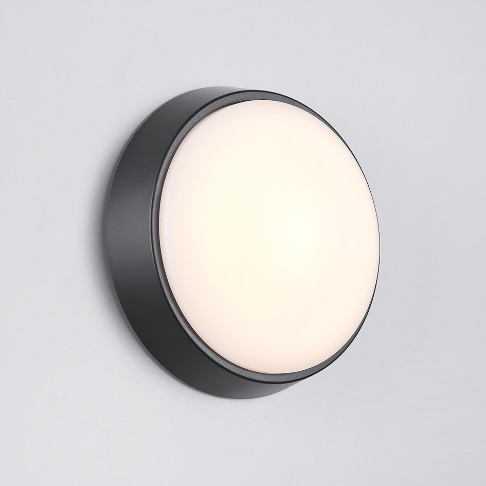 Rund LED-bulkhead med justerbar färgtemperatur - svart