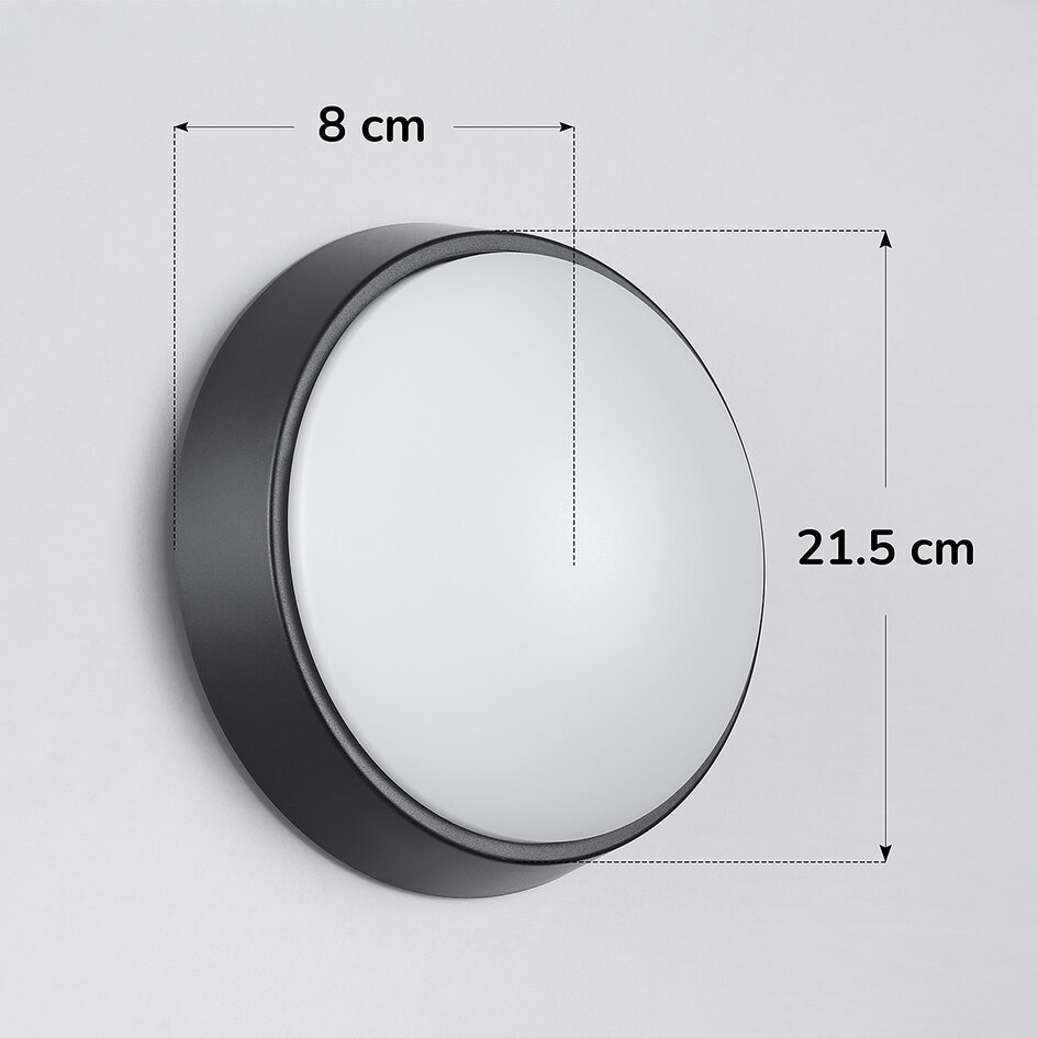 Rund LED-bulkhead med justerbar färgtemperatur - svart