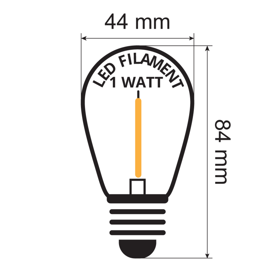 Filament-LED-lampa dimbar 1 watt, 15- eller 25-pack