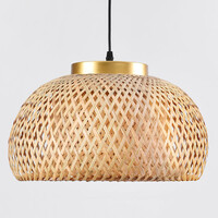 Bohemisk pendellampa Thane i bambu - natur och guld