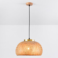 Bohemisk pendellampa Thane i bambu - natur och guld