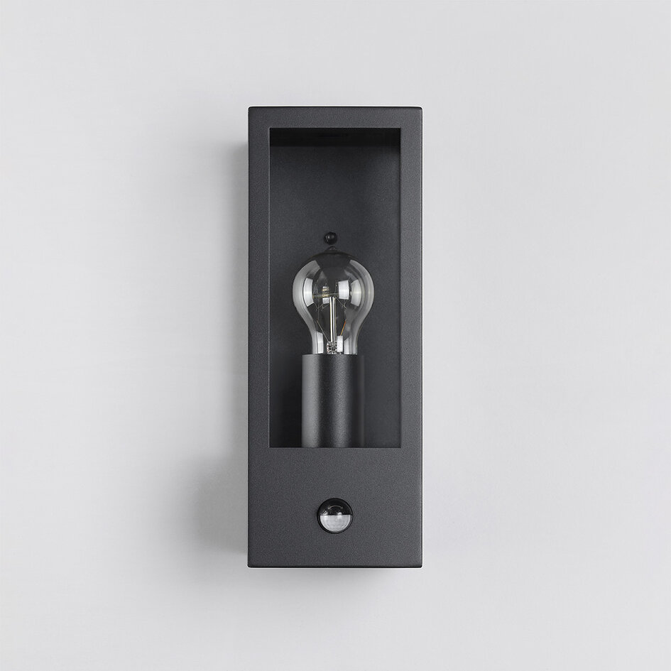 Utomhusvägglampa Nantes med sensor - svart