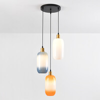 Pendellampa Anne med tre lampor - mjölkvitt glas med färgskiftning