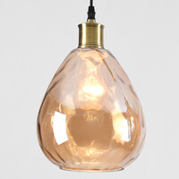 Pendellampa Verona med tre lampor, glas med kupad detalj - amber, ljusrosa och ljusgrå
