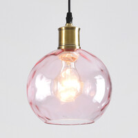 Pendellampa Verona med tre lampor, glas med kupad detalj - amber, ljusrosa och ljusgrå