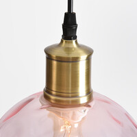 Pendellampa Vanessa med tre lampor, glas med kupad detalj - amber, ljusgrå och ljusrosa
