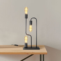 Bordslampa Zus med tre lampor i svart metall och dynamisk design