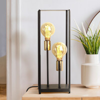 Bordslampa Soof med två lampor - öppen ram i svart metall