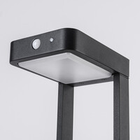 Solcellsdriven stående utomhuslampa Pelle med sensor - svart med integrerad LED