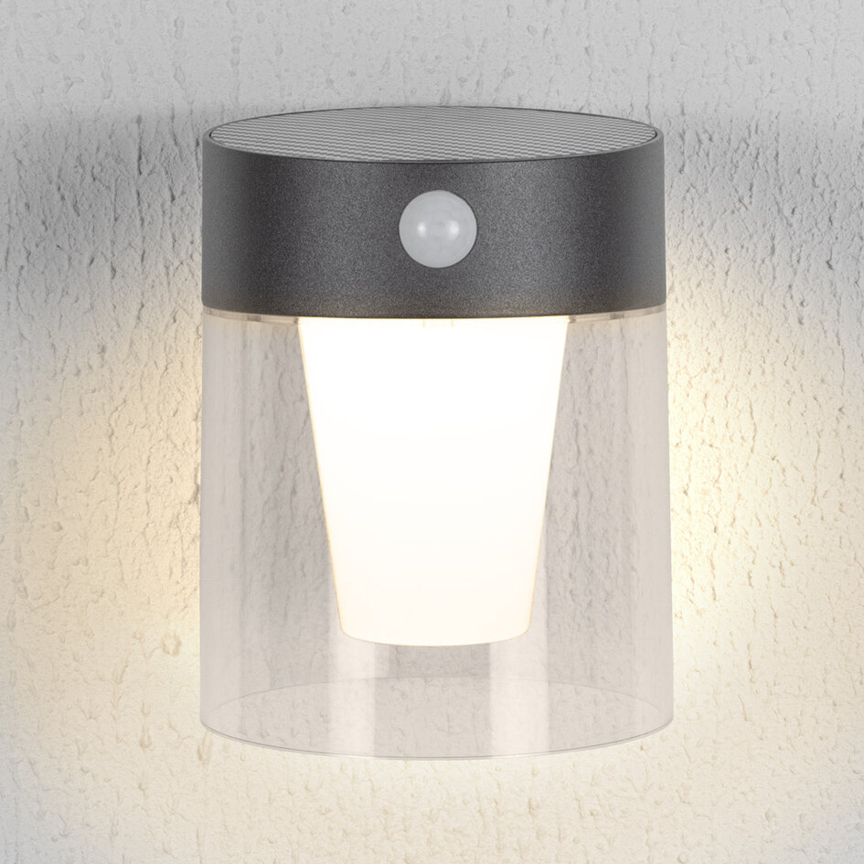 Solcellsvägglampa för utomhusbruk med sensor - Pim