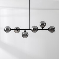 Designad taklampa Aster med sex lampor i rökfärgat glas - svart