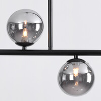 Designad taklampa Asun med fyra lampor i rökfärgat glas - svart