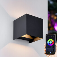 Smart utomhusvägglampa Daniel med RGB i svart