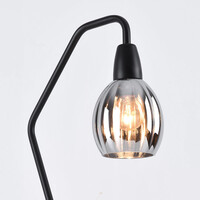 Bordslampa Dewi - svart med koppar och rökfärgat glas