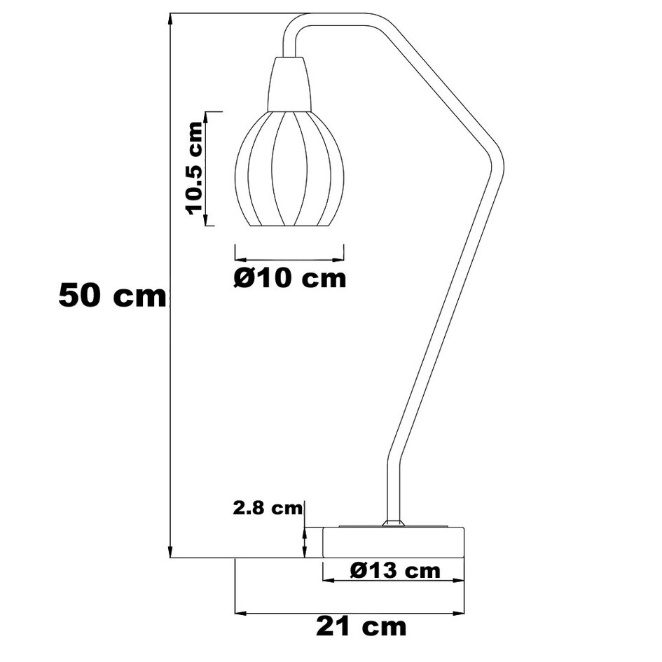 Bordslampa Dewi - svart med koppar och rökfärgat glas