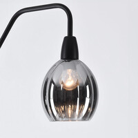 Golvlampa Diede, mattsvart med koppar och rökgrått glas