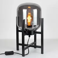 Bordslampa Duuk - rökfärgat glas på svart metallram