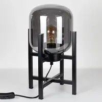 Bordslampa Duuk - rökfärgat glas på svart metallram