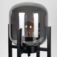 Bordslampa Duuk - rökfärgat glas på svart metallram