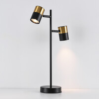 Bordslampa Una med två lampor i svart med guld