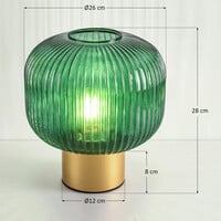 Bordslampa Inaya - guld med räfflat grönt glas
