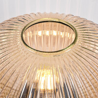 Bordslampa Indah - guld med räfflat amberfärgat glas