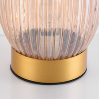 Bordslampa Inci - guld med räfflat amberfärgat glas