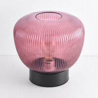 Bordslampa Inez - svart med räfflat lila glas