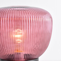 Bordslampa Inez - svart med räfflat lila glas