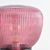 Bordslampa Inez - svart med räfflat lila glas