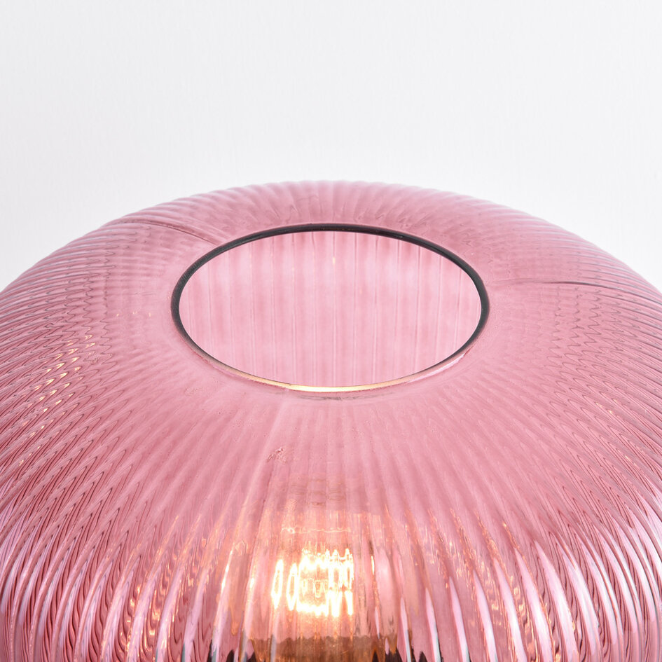 Bordslampa Inez - svart med räfflat lila glas