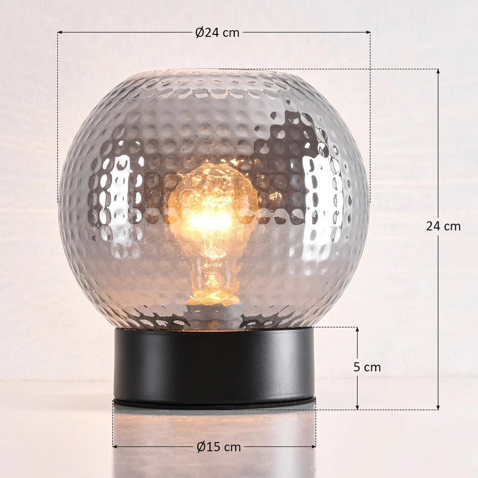 Bordslampa Inte - rökfärgat glas med textur