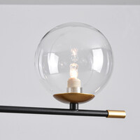 Pendellampa Nisha med sex lampor i transparent glas - svart och guld