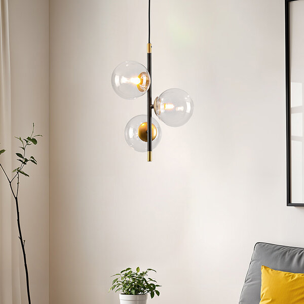 Taklampa 3-ljus med transparent glas - Nisrin