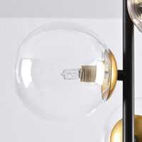 Pendellampa Nisrin med tre lampor i transparent glas - svart och guld